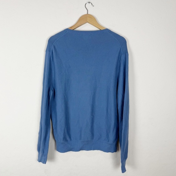 J. CREW Knit Cotton Crewneck Sweater Garter Stitch H6060 Pullover Admiral Blue - Picture 4 of 7